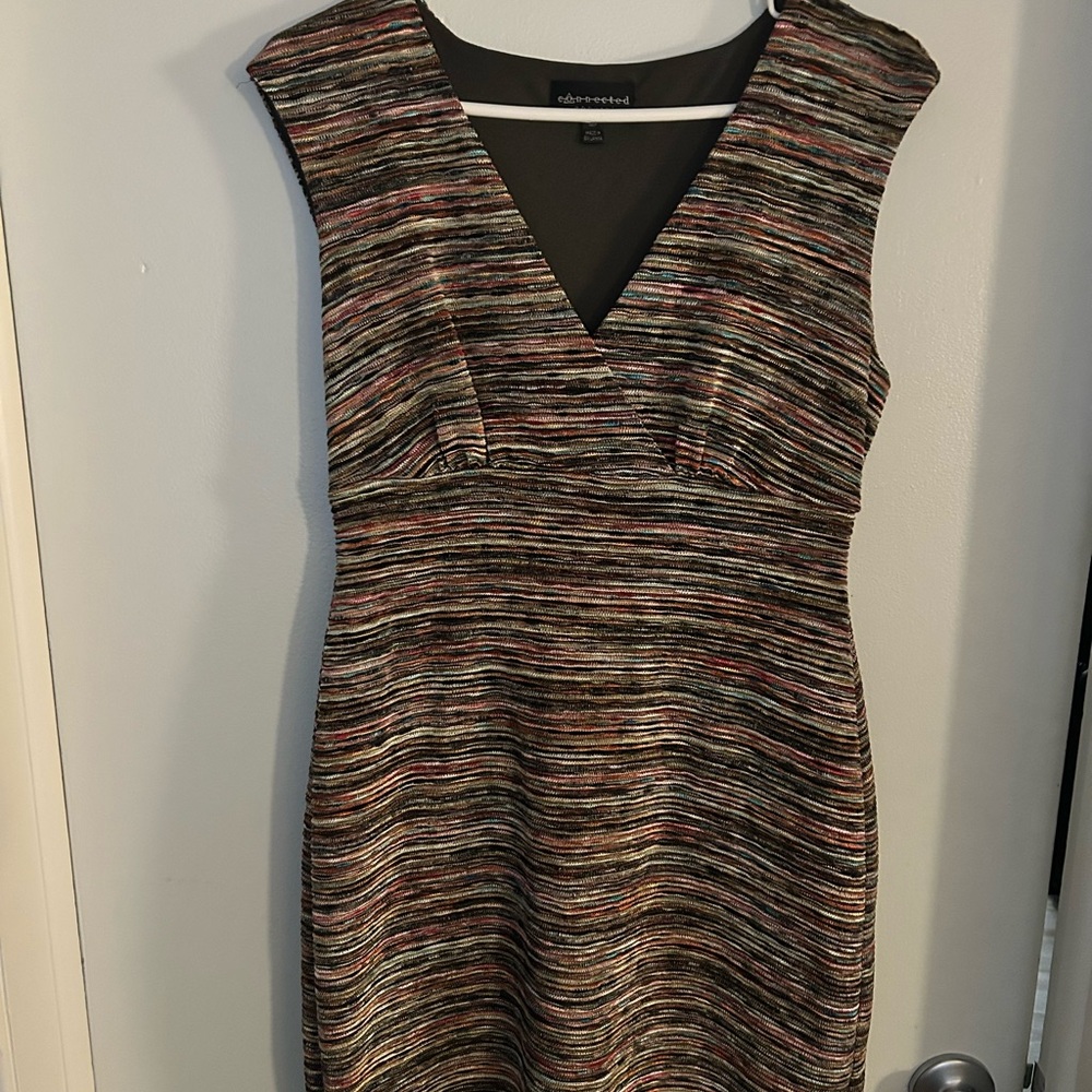 Connected Apparel Multicolor Striped Midi Dress